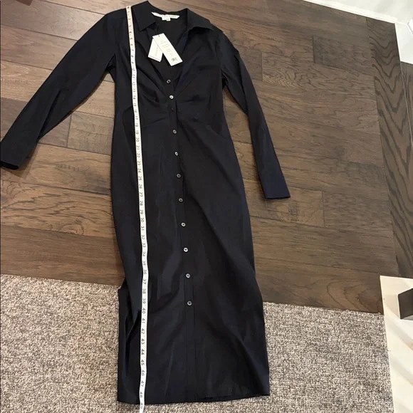 NWT Veronica Beard Cita Black Ruched Shirtdress Sz 4 - Picture 11 of 13